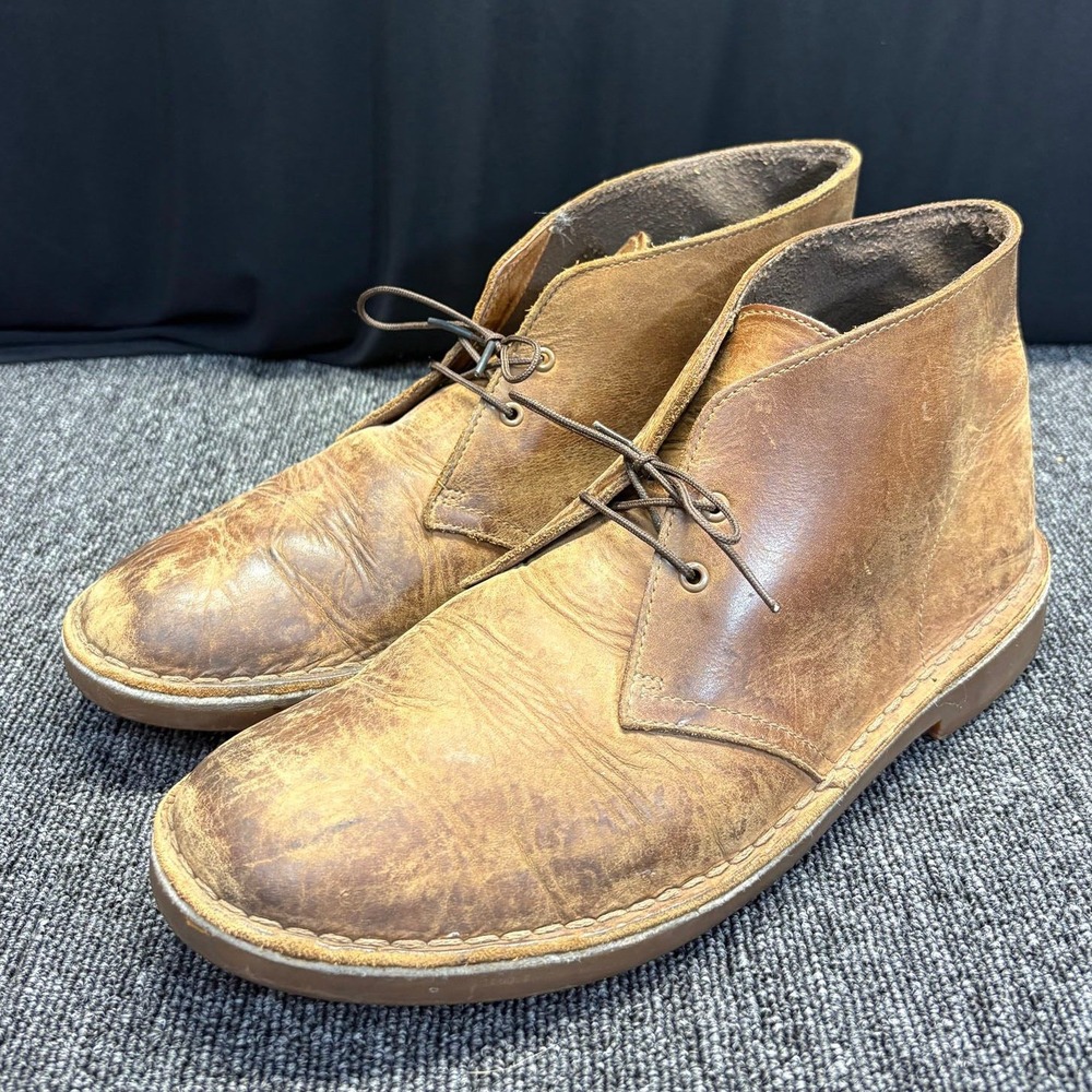 Clarks Desert Boots Mens Brown Good Leather Chukka Beeswax Lace Up Ankle Shoes